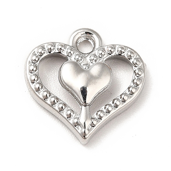 

PandaHall Rack Plating Alloy Charms, Cadmium Free & Lead Free, Heart Charms, Platinum, 12.5x13x3mm, Hole: 1.5mm Alloy Heart