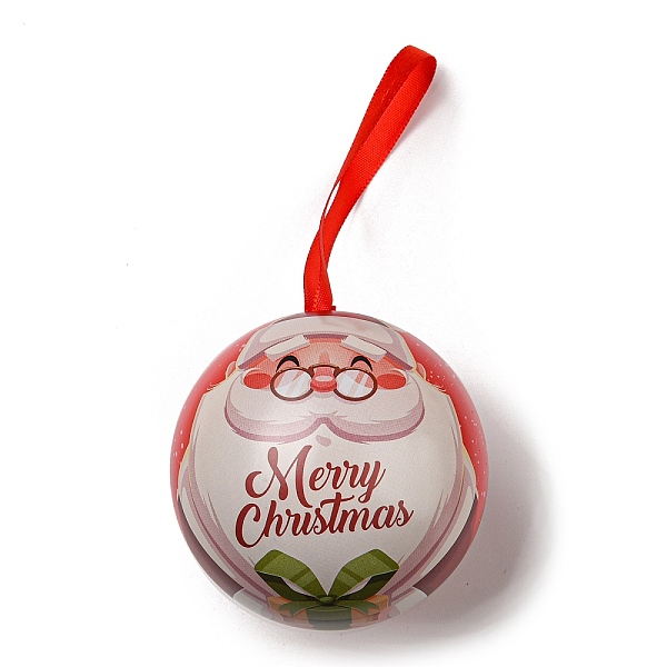 

PandaHall Tinplate Round Ball Candy Storage Favor Boxes, Christmas Metal Hanging Ball Gift Case, Santa Claus, 16x6.8cm Tinplate Santa Claus..., Red