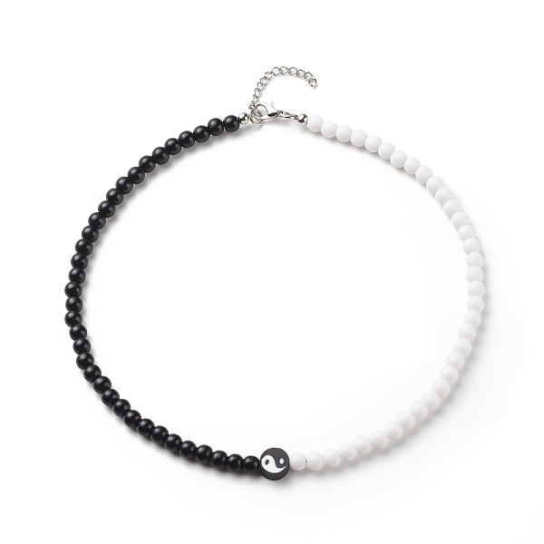 Yin Yang & Acryl Runde Perlenkette Aus Fimo Für Frauen