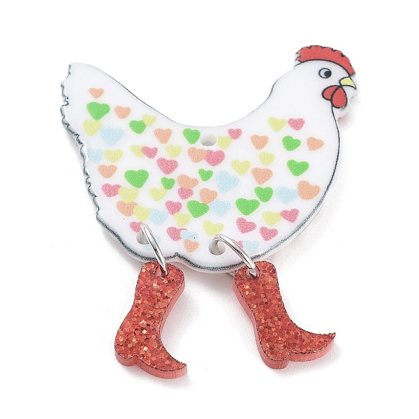 

PandaHall Saint Patrick's Day Opaque Acrylic Pendants, with Iron Jump Rings, Rooster, FireBrick, 51x36x2mm, Hole: 1.8mm Iron+Acrylic Rooster..., Red