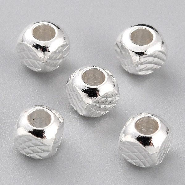 

PandaHall Long-Lasting Plated Brass Beads, Textured Beads, Cube, 925 Sterling Silver Plated, 4x4mm, Hole: 2mm Brass Cube