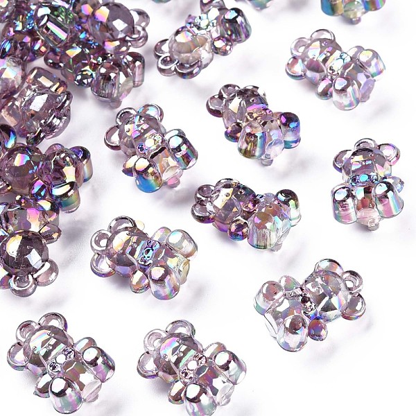 

PandaHall Transparent Acrylic Pendants, AB Color Plated, Bear, Rosy Brown, 20x13.5x10.5mm, Hole: 1.4mm, about 400pcs/500g Acrylic Bear