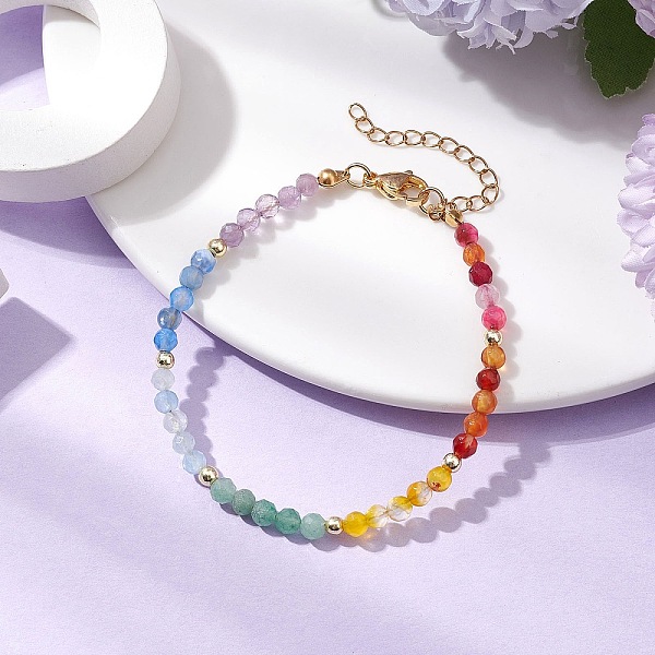 Bracelets de perles rondes en pierres précieuses mélangées naturelles