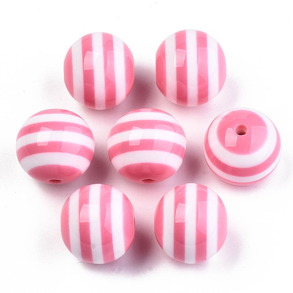 

PandaHall Round Striped Resin Beads, Pink, 20x18mm, Hole: 3mm Resin Round Pink