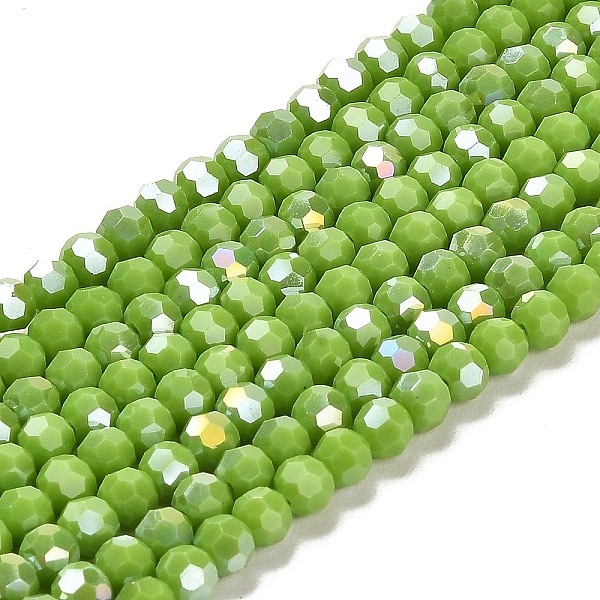 

PandaHall Opaque Glass Beads Stands, AB Color, Faceted(32 Facets), Round, Yellow Green, 4.5x4mm, Hole: 1mm, about 87~93pcs/strand, 32~33cm...