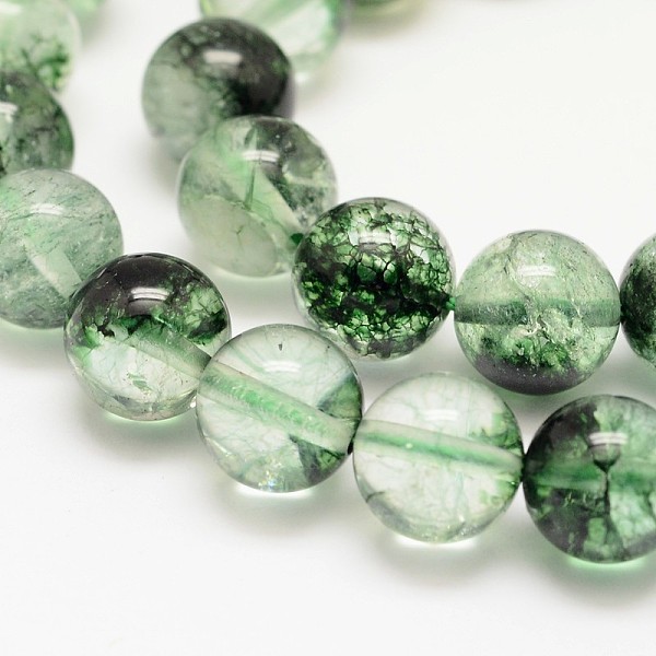 

PandaHall Dyed Round Natural Crackle Quartz Beads Strands, Green, 8mm, Hole: 1mm, about 48pcs/strand, 15.5 inch Crackle Quartz Round Green