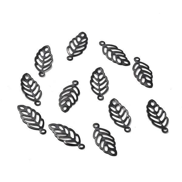 

PandaHall Ion Plating(IP) 304 Stainless Steel Charms, Hollow, Leaf, Electrophoresis Black, 13x5.5x0.3mm, Hole: 1mm 304 Stainless Steel Leaf