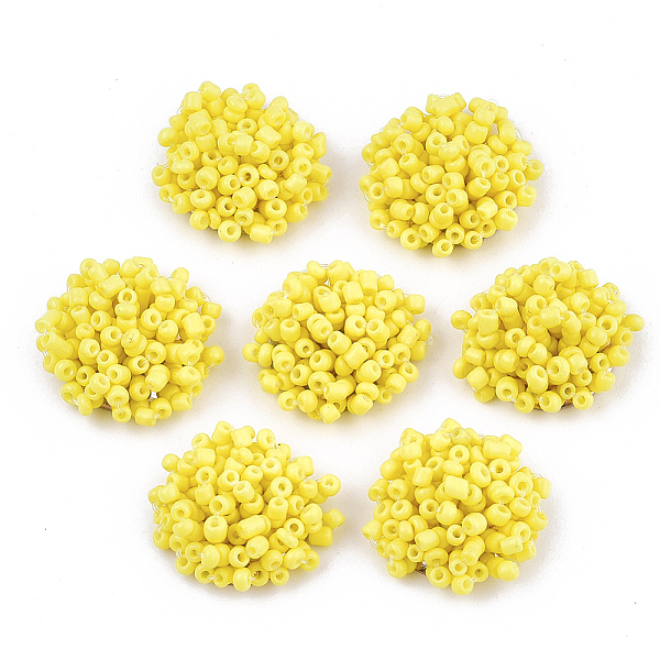

PandaHall Glass Seed Beads Cabochons, with Iron Sieve Findings, Light Gold, Yellow, 19~21x9~10mm Glass Others Yellow