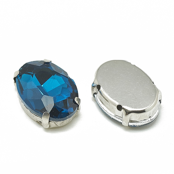 

PandaHall Sew on Rhinestone, Multi-strand Links, Glass Rhinestone, with Brass Prong Settings, Garments Accessories, Faceted, Oval, Platinum..., Blue