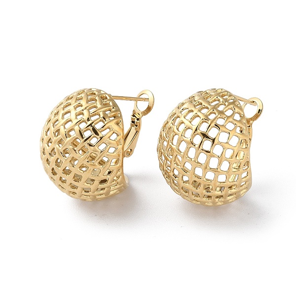 

PandaHall 304 Stainless Steel Hollow Earrings, Hollow Half Round, Real 14K Gold Plated, 23x19.5mm 304 Stainless Steel Half Round