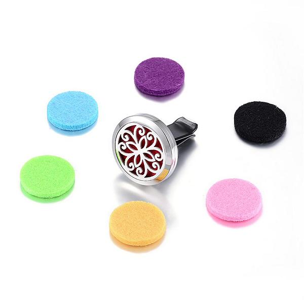 

PandaHall 316 Surgical Stainless Steel Car Diffuser Locket Clips, with Perfume Pad and Magnetic Clasps, Flat Round with Flower, Mixed Color..., Multicolor