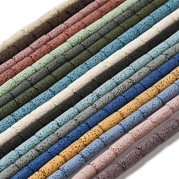 

PandaHall Natural Lava Rock Beads Strands, Column, Dyed, Mixed Color, 14x7mm, Hole: 1.5mm, about 28pcs/strand, 15.55''(39.5~40cm) Lava Rock..., Multicolor