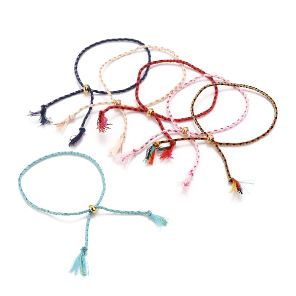 

PandaHall Adjustable Braided Cotton Cords Slider Bracelets Making, with Golden Plated Brass Beads, Colorful, Inner Diameter: 2-5/8 inch...