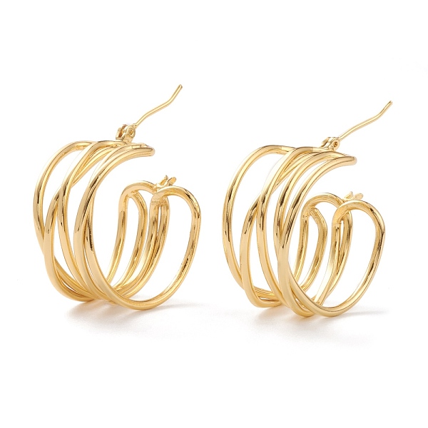 

PandaHall Brass Hoop Earrings, with Steel Pin and Plastic Ear Nuts, Long-Lasting Plated, Real 18K Gold Plated, 26x25x14mm, Pin: 0.8mm Brass...