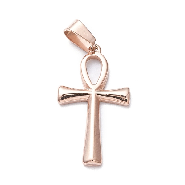

PandaHall Ion Plating(IP) 304 Stainless Steel Pendants, Laser Cut, Ankh Cross, Rose Gold, 30x16x2mm, Hole: 4x7mm 304 Stainless Steel Cross