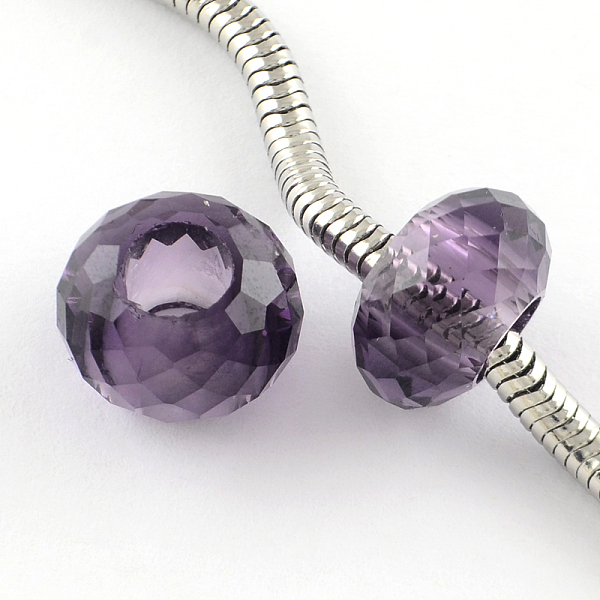 

PandaHall 120 Faceted Glass European Beads, Large Hole Beads, No Metal Core, Rondelle, Slate Blue, 13~14x8mm, Hole: 5~5.5mm Glass Rondelle