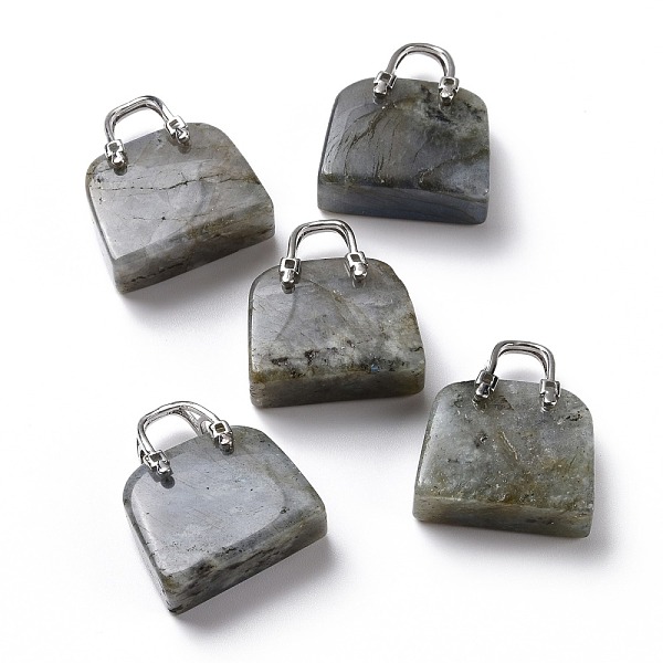 

PandaHall Natural Labradorite Brass Pendants, Platinum, Bag, 27.5x25x10mm, Hole: 6mm Labradorite Bag
