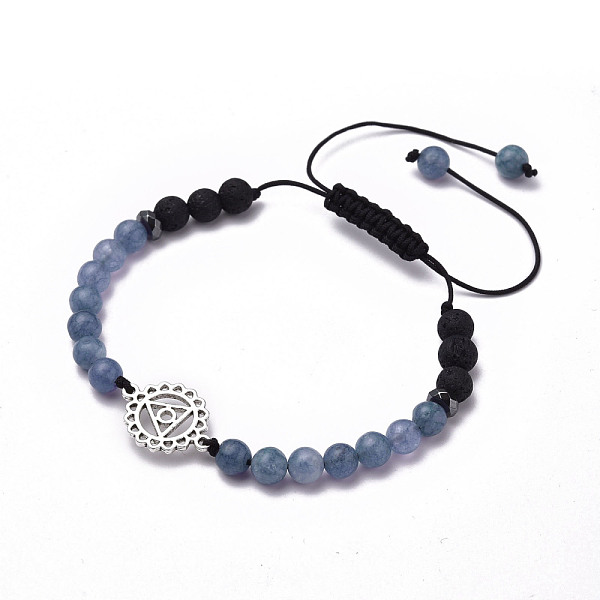 

PandaHall Chakra Jewelry, Adjustable Nylon Thread Braided Bead Bracelets, with Natural Quartz(Dyed) & Synthetic Lava Rock Beads...