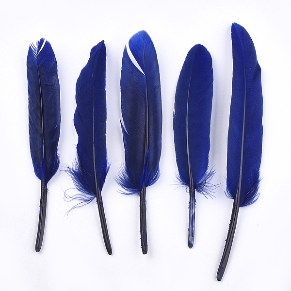PandaHall Goose Feather Costume Accessories, Dyed, Dark Blue, 105~157x16~22mm, about 500pcs/bag Feather Feather Blue