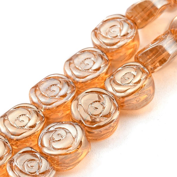 

PandaHall Pearl Luster Plated Electroplate Transparent Glass Beads Strands, Rose, Sandy Brown, 6x7x3.5mm, Hole: 1mm, about 110pcs/strand...