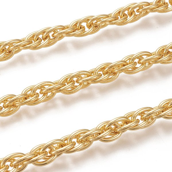 

PandaHall Brass Rope Chains, with Spool, Long-Lasting Plated, Unwelded, Real 18K Gold Plated, 10x7x2mm, about 16.4 Feet(5m)/roll Brass
