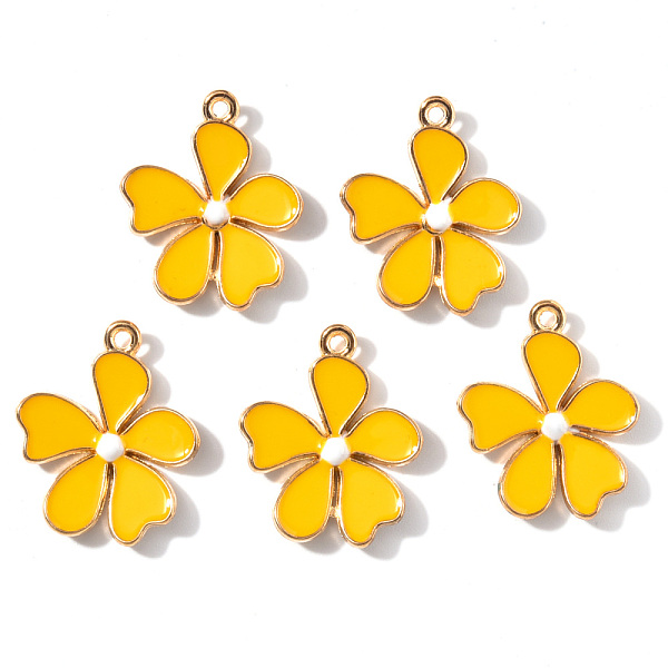 

PandaHall Alloy Enamel Pendants, Flower, Light Gold, Yellow, 20x18x3mm, Hole: 1.4mm Alloy+Enamel Flower Yellow
