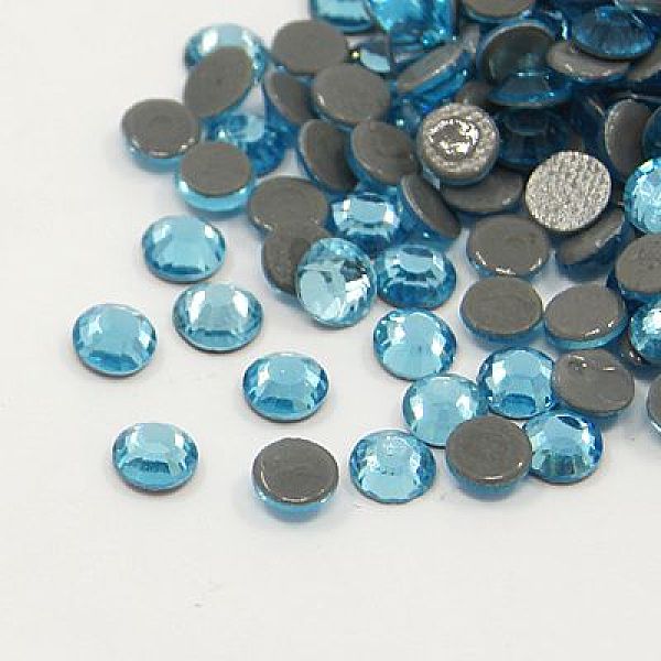PandaHall Glass Hotfix Rhinestone, Grade AA, Flat Back & Faceted, Half Round, Aquamarine, SS20, 4.6~4.8mm, about 1440pcs/bag Glass...