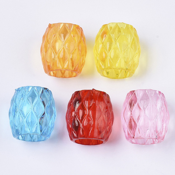 

PandaHall Transparent Acrylic Beads, Dyed, Barrel, Mixed Color, 16x15.5x14.5mm, Hole: 8.5mm, about 330pcs/500g Acrylic Barrel Multicolor