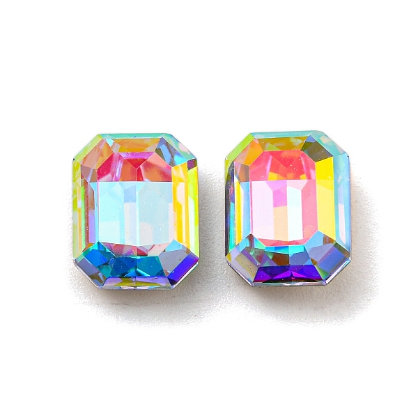 

PandaHall Glass Rhinestone Cabochons, Point Back & Back Plated, Faceted, Rectangle, Aquamarine AB, 10x8x4mm Glass Rhinestone Rectangle Cyan