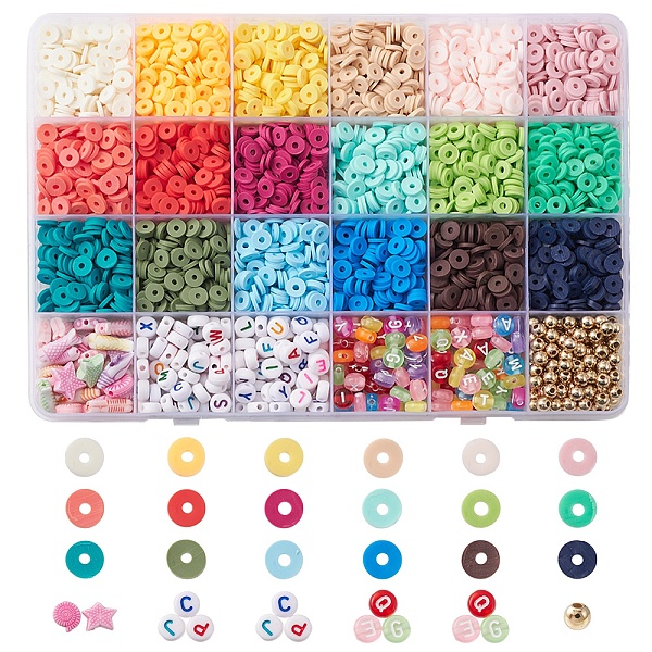 

PandaHall DIY Beads Jewelry Making Finding Kit, Including Polymer Clay Disc & Acrylic Letter & CCB Plastic Round Beads, Mixed Color..., Multicolor