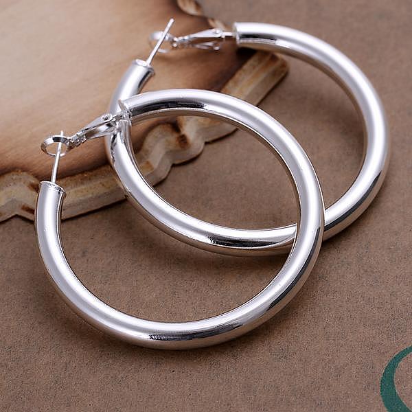 

PandaHall Women Big Earrings Silver Color Plated Brass Hoop Earrings, 50mm Brass Ring