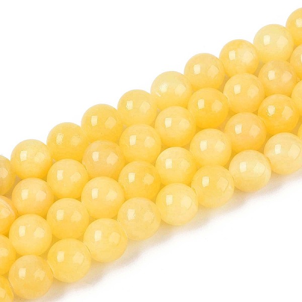 Chapelets de perles de pierres en jade jaune teinte