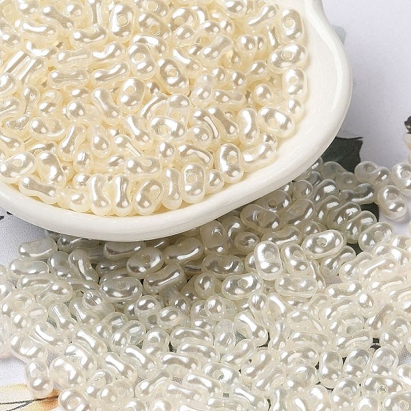 

PandaHall Opaque Acrylic Beads, Pearlized, Beans, Old Lace, 6x3.5x3mm, Hole: 1.2mm, about 10000pcs/500g Acrylic