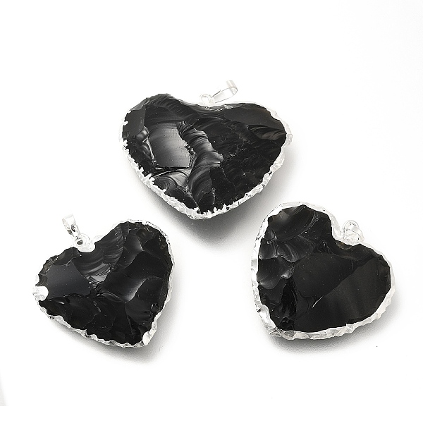 

PandaHall Natural Obsidian Pendants, Heart Charms, with Rack Plating Brass Findings, Platinum, 31~36.5x31.5~37.5x8.5~10.5mm, Hole: 7x4.5mm...