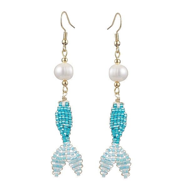 

PandaHall Glass & Shell Dangle Earrings, Fish & Heart 304 Stainless Steel Dangle Earrings for Women, Golden, Light Blue, 76.5~82x17mm Glass...