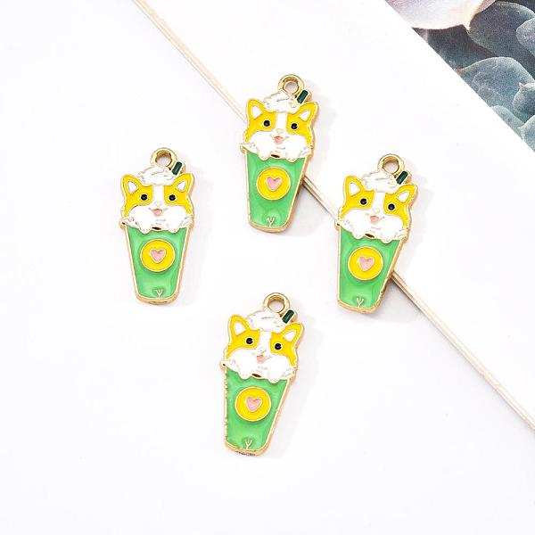 

PandaHall Eco-Friendly Alloy Enamel Pendants, Cadmium Free & Lead Free & Nickel Free, Cup with Dog, Light Gold, Medium Spring Green...