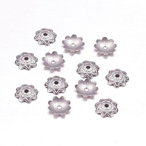 

PandaHall 304 Stainless Steel Bead Caps, Multi-Petal, Stainless Steel Color, 7.5x1.5mm, Hole: 0.7mm 304 Stainless Steel