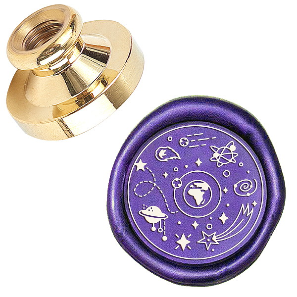 

PandaHall Wax Seal Brass Stamp Head, for Wax Seal Stamp, Planet Pattern, 25x14.5mm Brass Planet