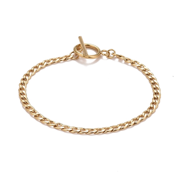 

PandaHall Ion Plating(IP) 304 Stainless Steel Chain Bracelets for Women or Men, Curb Chain Bracelets, Golden, 8 inch(20.45cm) 304 Stainless...