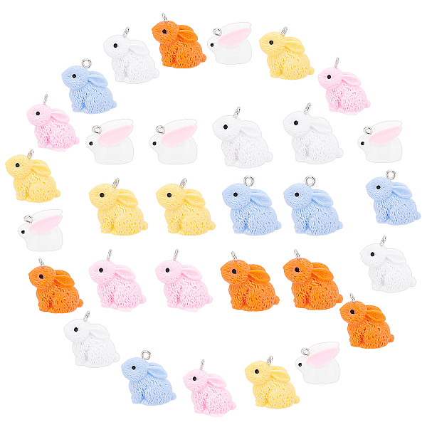 

PandaHall SUPERFINDINGS 40Pcs 2 Style Resin Pendant, with Iron Findings, Rabbit, Mixed Color, 40pcs/box Iron+Resin Rabbit Multicolor
