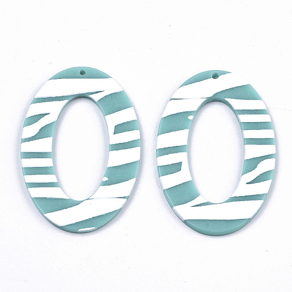 

PandaHall Opaque Printed Acrylic Pendants, Oval, Turquoise, 43x29x2~3mm, Hole: 1.5mm Acrylic Oval Green