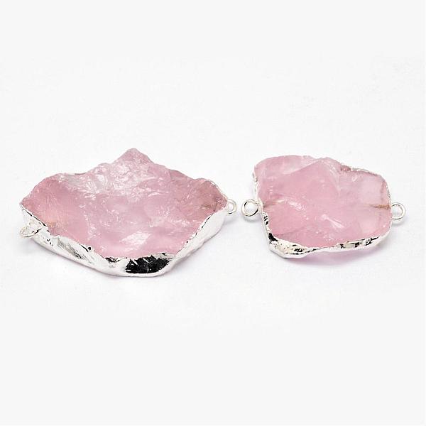 

PandaHall Natural Madagascar Rose Quartz Crystal Links connectors, Nuggets, with Bass Findings, Silver Color Plated, 32~42x24~28x9mm, Hole...