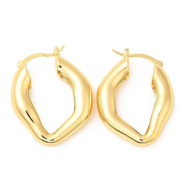 

PandaHall Rack Plating Brass Hoop Earrings for Women, Lead Free & Cadmium Free, Long-Lasting Plated, Real 18K Gold Plated, 27x21x6mm Brass