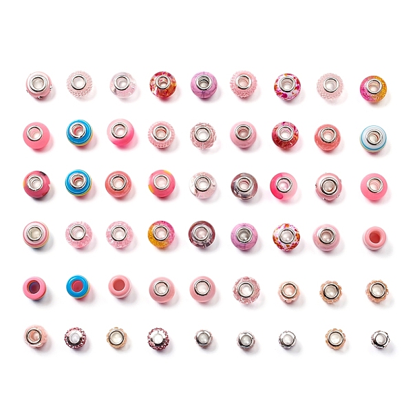 

PandaHall Acrylic & Resin & Polymer Clay Rhinestone European Beads, Large Hole Beads, with Silver Color Core, Rondelle, Mixed Color, Beads..., Multicolor
