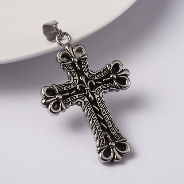 

PandaHall 316 Surgical Stainless Steel Pendants, Cross, Antique Silver, 45x30x3mm, Hole: 10x5mm 316 Surgical Stainless Steel Cross