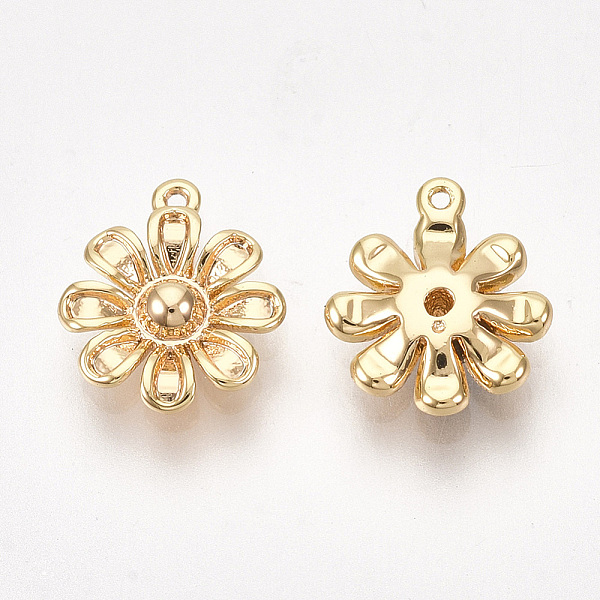 

PandaHall Brass Charms, Flower, Nickel Free, Real 18K Gold Plated, 10x8.5x2mm, Hole: 0.6mm Brass Flower