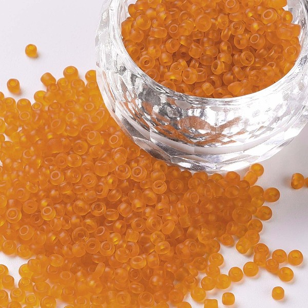 

PandaHall Glass Seed Beads, Frosted Colors, Round, Orange, 2mm Glass Orange