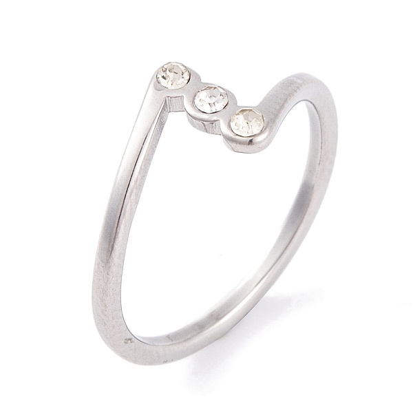 

PandaHall 304 Stainless Steel Finger Ring foe Women, with Rhinestone, Stainless Steel Color, 8mm, US Size 6~9(16.5~18.9mm) Stainless..., Clear