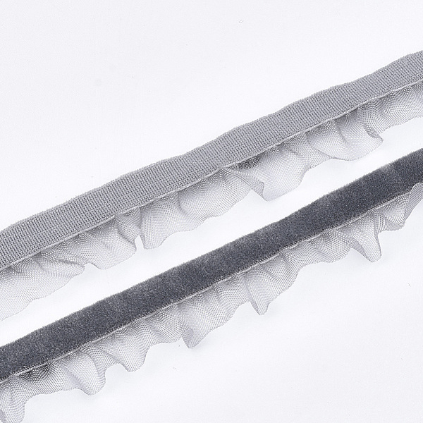 PandaHall Velvet Organza Ribbon, Slate Gray, 5/8 inch(15mm), about 20yards/roll(18.29m/roll) Velvet None Gray