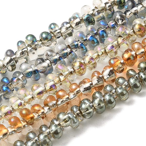 

PandaHall Electroplate Glass Beads Strands, Top Drilled Beads, Teardrop, Mixed Color, 5x4x2~3mm, Hole: 1mm, about 215pcs/strand, 20.4 inch..., Multicolor